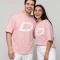 T-shirts de couleur rose imprimés avec logo personnalisé