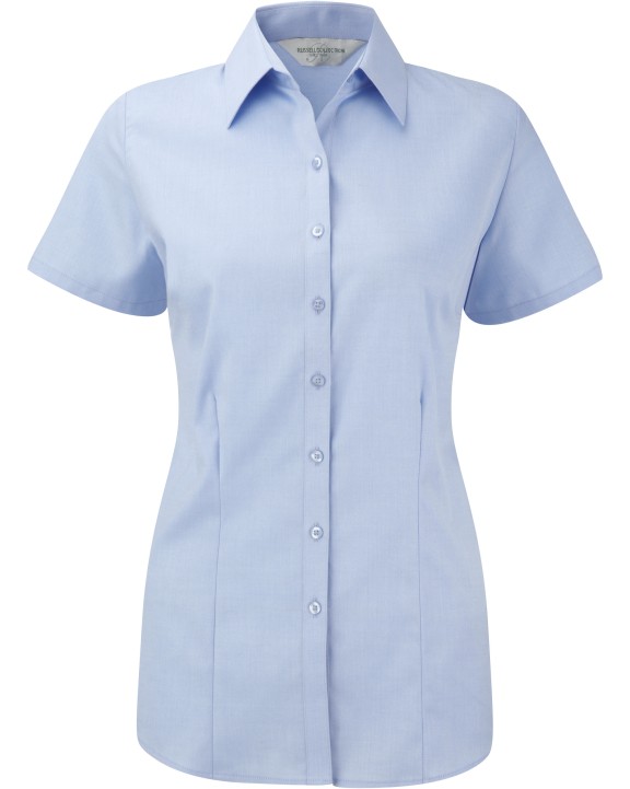 RUSSELL Ladies Short Sleeve Herringbone Shirt Hemden personalisierbar