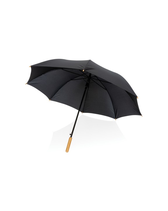 4DO 27" Impact AWARE™ RPET 190T Auto-Open Bambus-Schirm Regenschirme personalisierbar