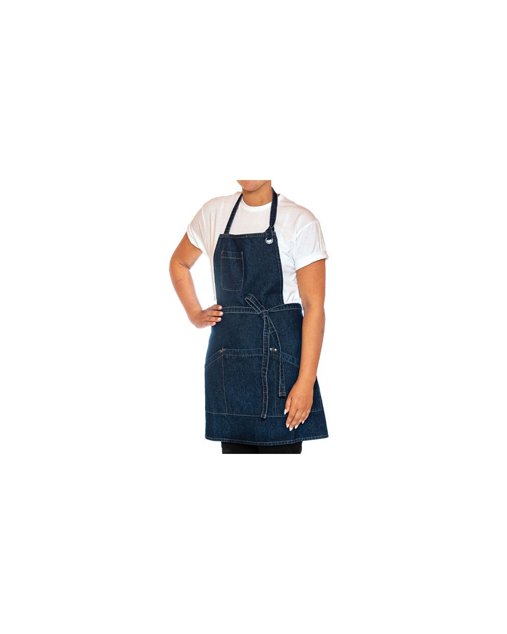 LE CHEF Utility Apron Bib Washed Denim Schürzen personalisierbar