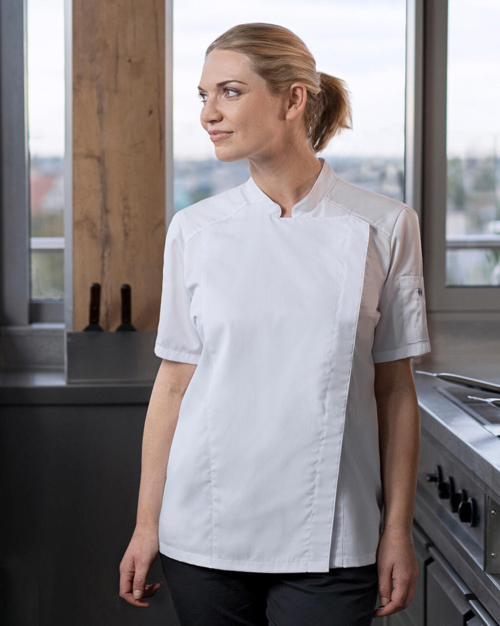 Vestes personnalisable KARLOWSKY Short-Sleeve Ladies' Chef Jacket Modern-Look