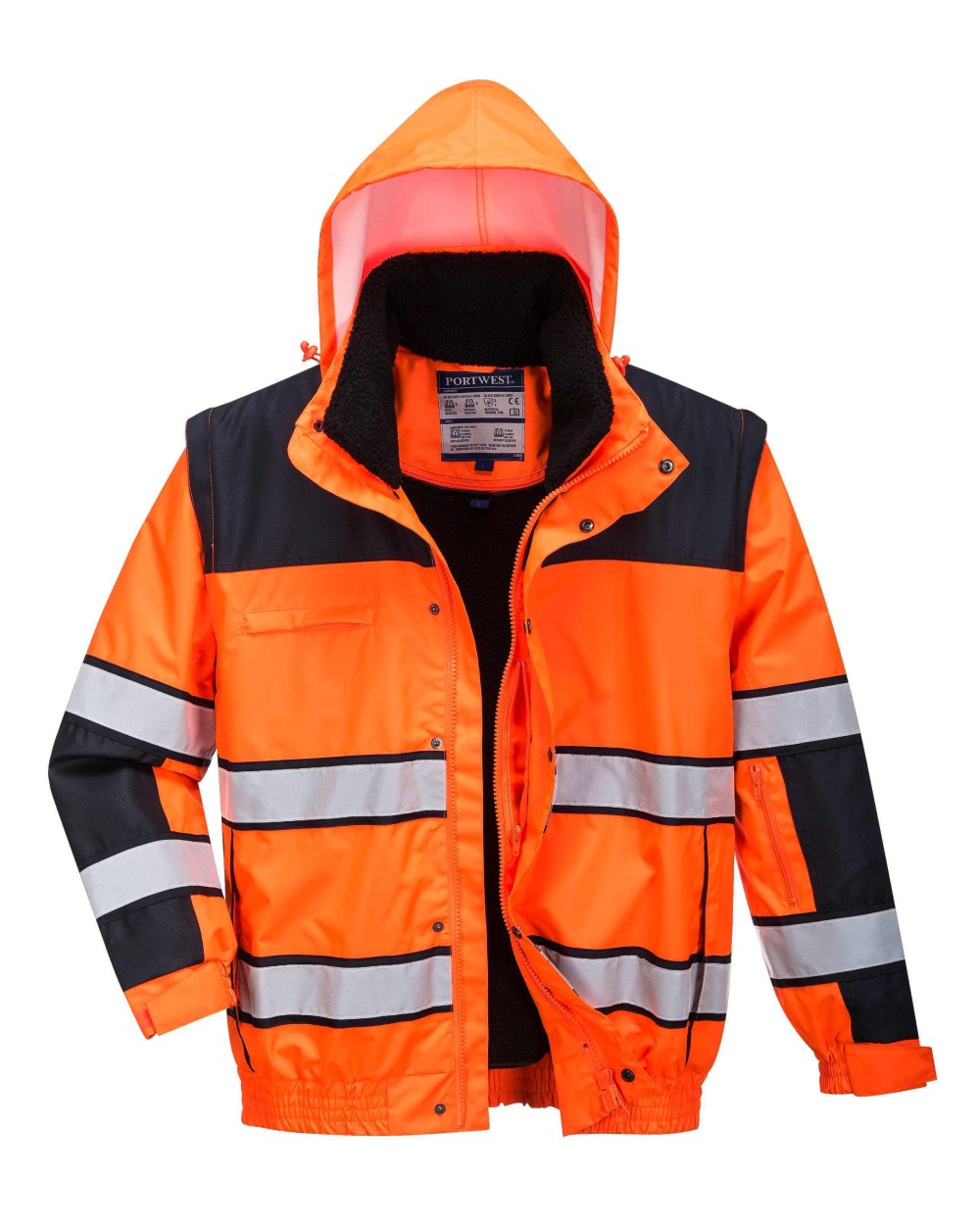 Vestes personnalisable PORTWEST Veste d’aviateur classique de haute visibilité (C466) EN471 CLASSE 3:2. EN343 Classe 3:1.