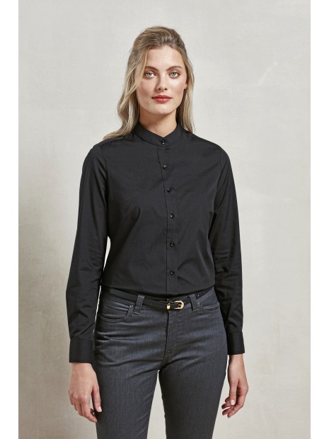 PREMIER Women´s Banded Collar Grandad Shirt  personnalisable