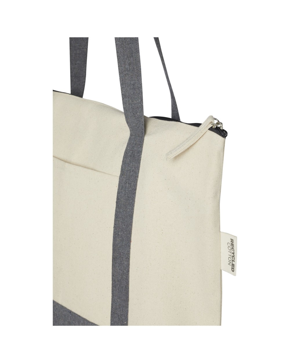 Tote bags 4DO Repose draagtas met rits van 320 g/m² gerecycled katoen 10L voor bedrukking &amp; borduring