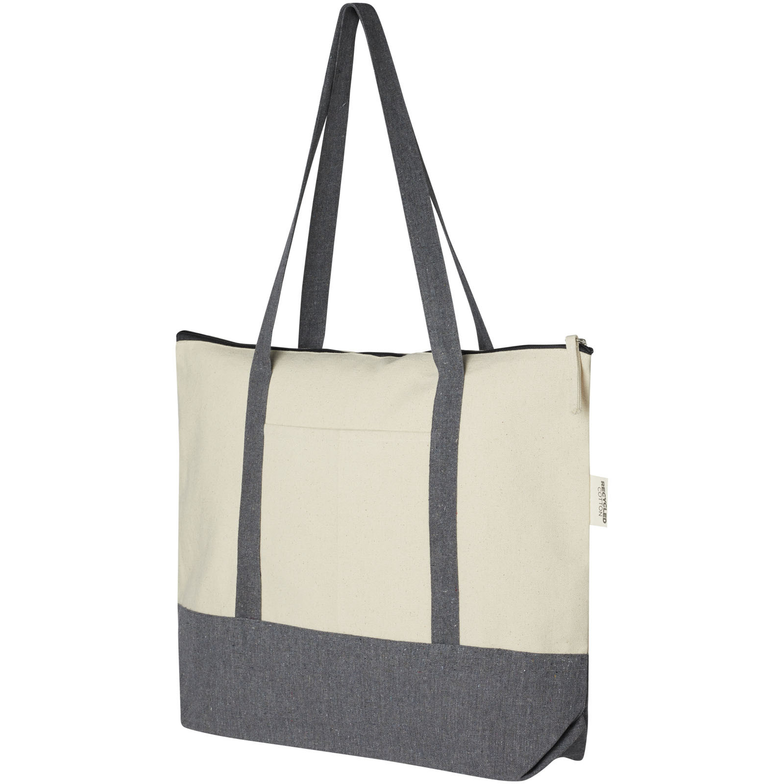 Tote bags personnalisable 4DO Sac shopping à fermeture éclair 10 L en coton recyclé 320 g/m² Repose