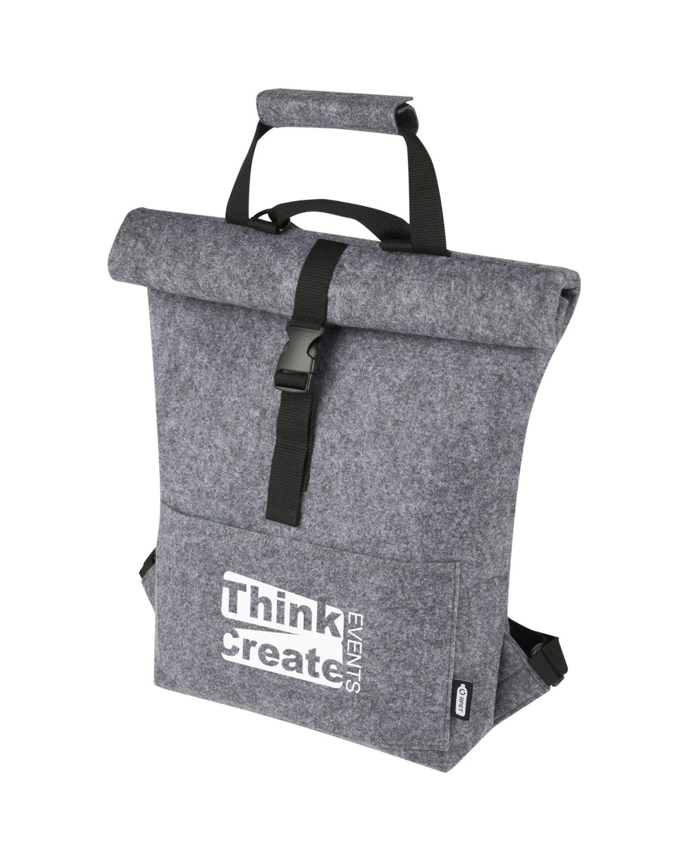 Tassen & Zakken 4DO Felta fietstas van GRS gerecycled vilt met opgerolde bovenkant 13 l voor bedrukking &amp; borduring