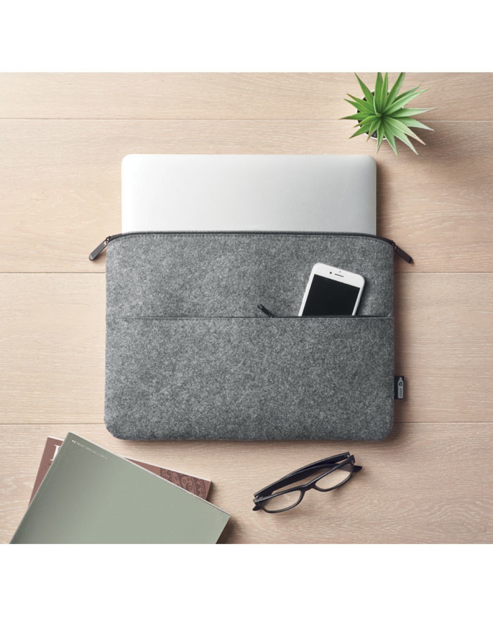 Tassen & Zakken 4DO RPET vilten laptoptas voor bedrukking &amp; borduring