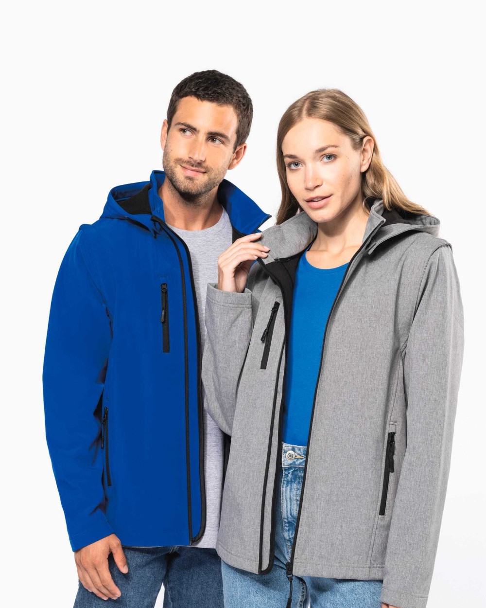 KARIBAN 3-lagige Unisex-Softshell-Jacke mit Kapuze und abnehmbaren Ärmeln Softshells personalisierbar
