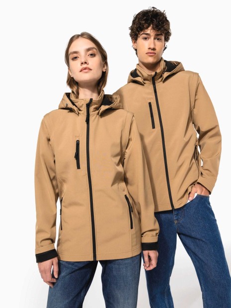 Softshells à personnaliser KARIBAN Veste Softshell 3 couches à capuche avec manches amovibles unisexe 