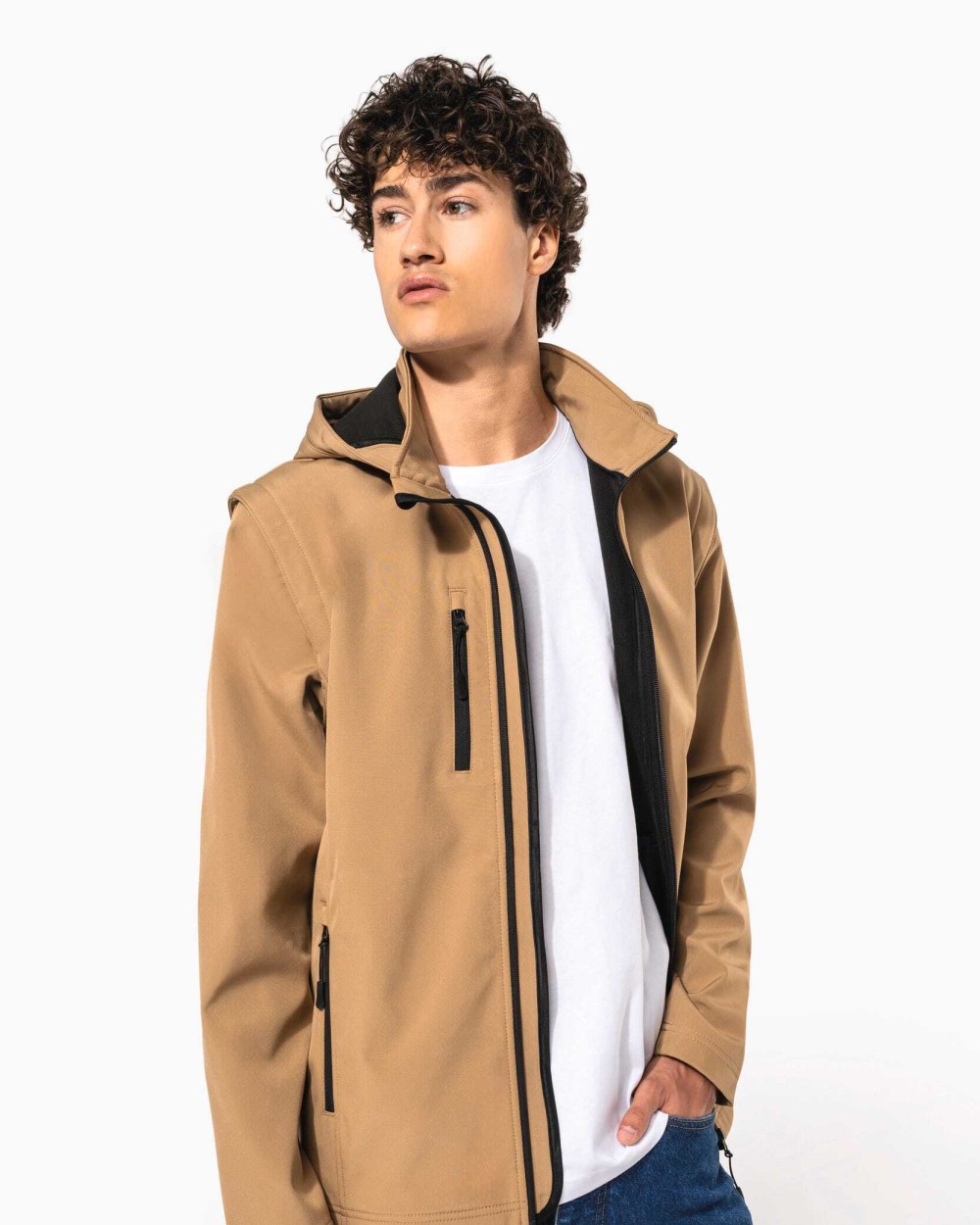 Softshells personnalisable KARIBAN Veste Softshell 3 couches à capuche avec manches amovibles unisexe