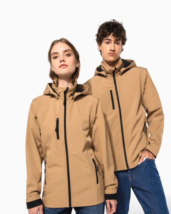 Softshells personnalisable Kariban Veste Softshell 3 couches à capuche avec manches amovibles unisexe