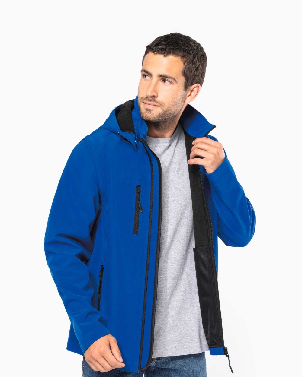 Softshells personnalisable KARIBAN Veste Softshell 3 couches à capuche avec manches amovibles unisexe