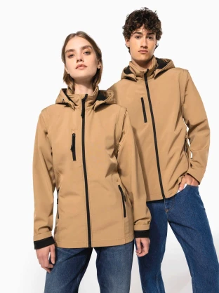 Veste Softshell 3 couches à capuche avec manches amovibles unisexe