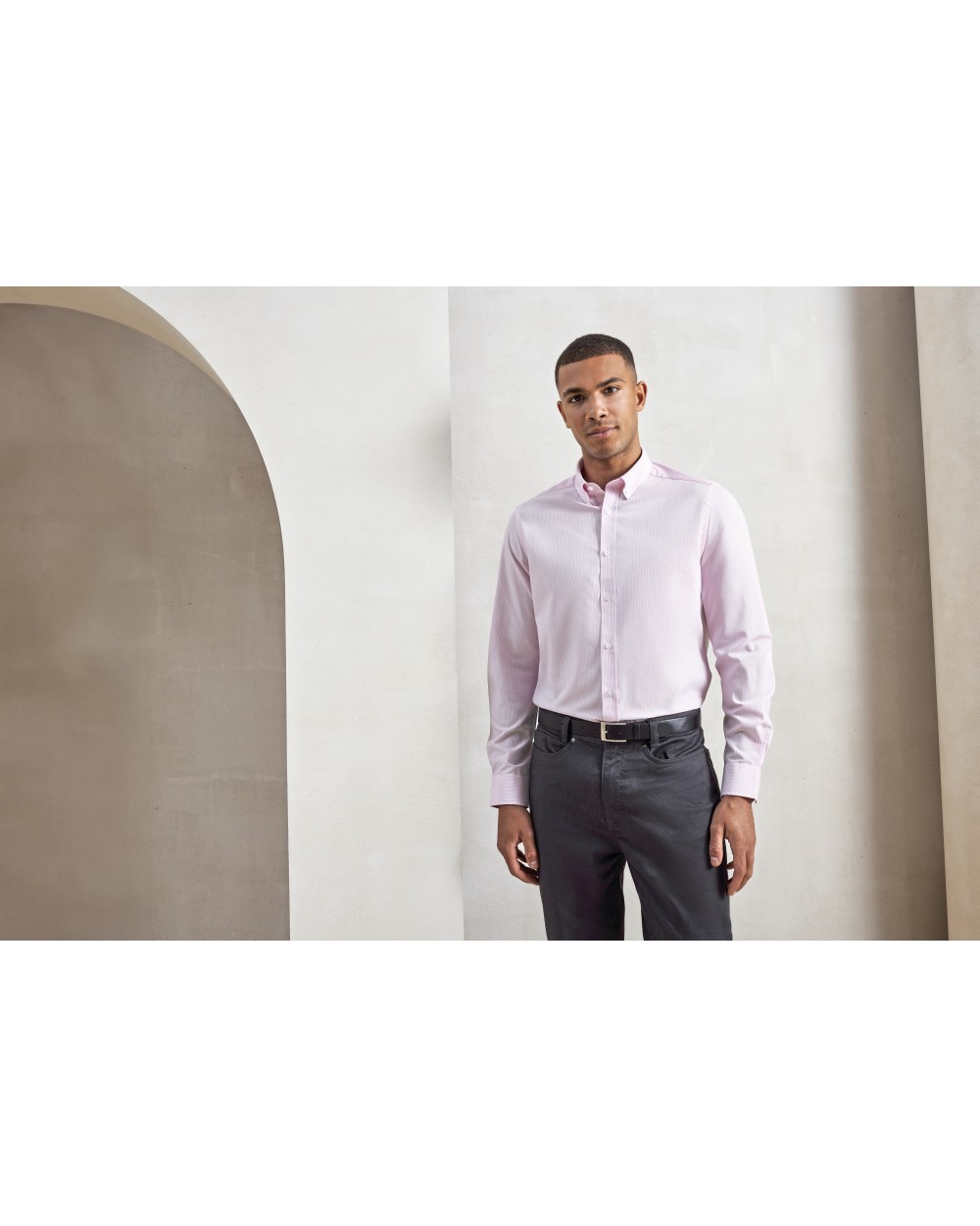 PREMIER Mens Cotton Rich Oxford Stripes Shirt Hemden personalisierbar