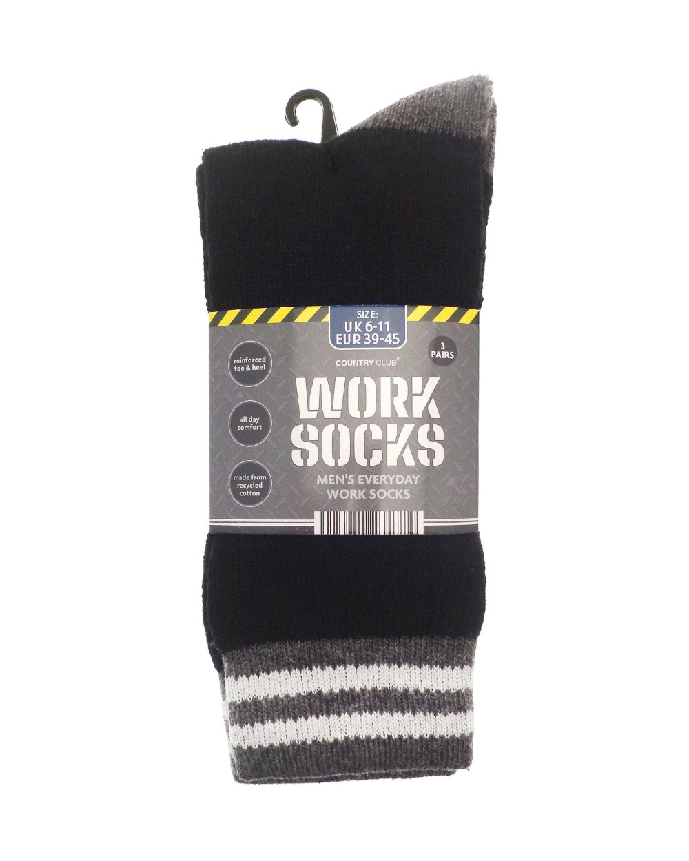 Sous-Vêtements personnalisable RIBBON Lot de 3 paires de chaussettes de travail pour homme (coton recyclé)