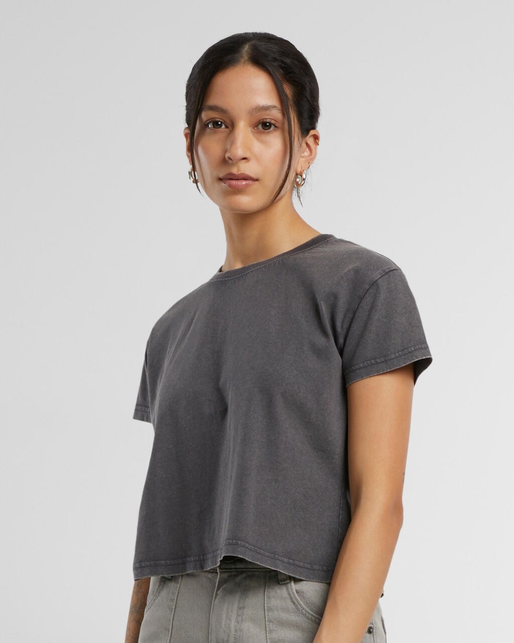 BUILD YOUR BRAND Ladies Vintage Cropped Tee T-Shirts personalisierbar