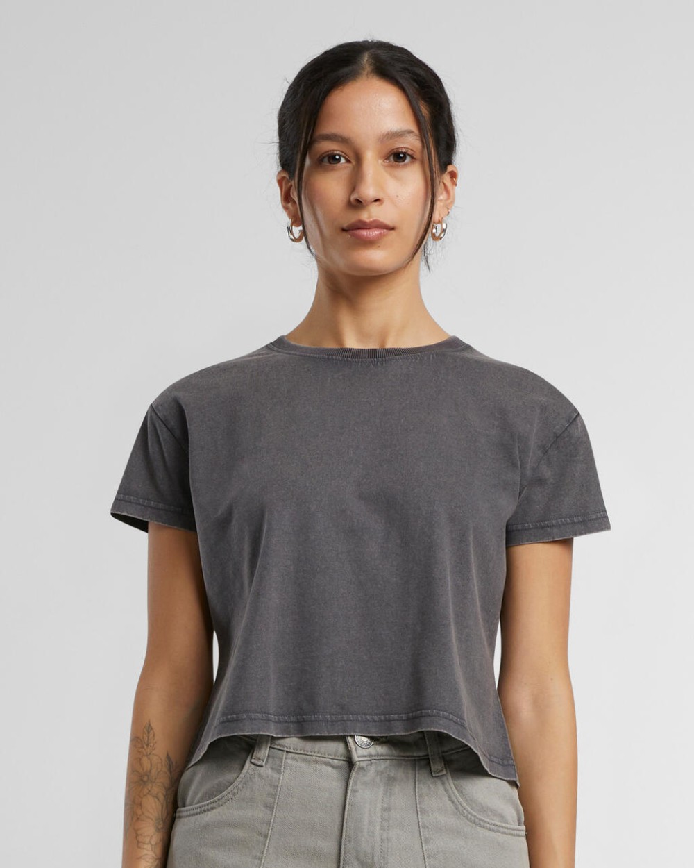BUILD YOUR BRAND Ladies Vintage Cropped Tee T-Shirts personalisierbar