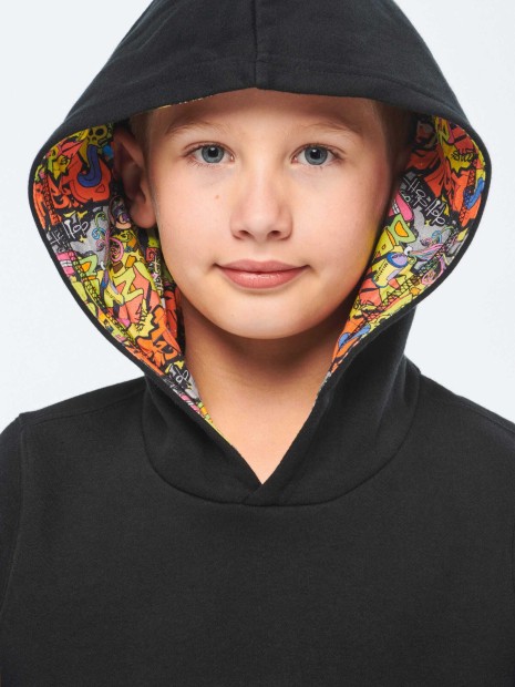 Sweat-shirts à personnaliser KARIBAN Sweat-shirt à capuche contrastée à motifs enfant unisexe 