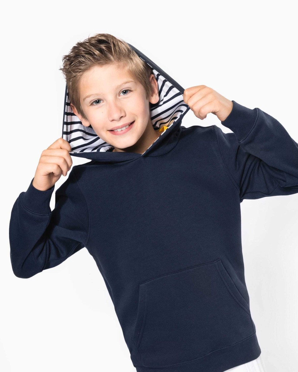 Sweat-shirts personnalisable KARIBAN Sweat-shirt à capuche contrastée à motifs enfant unisexe