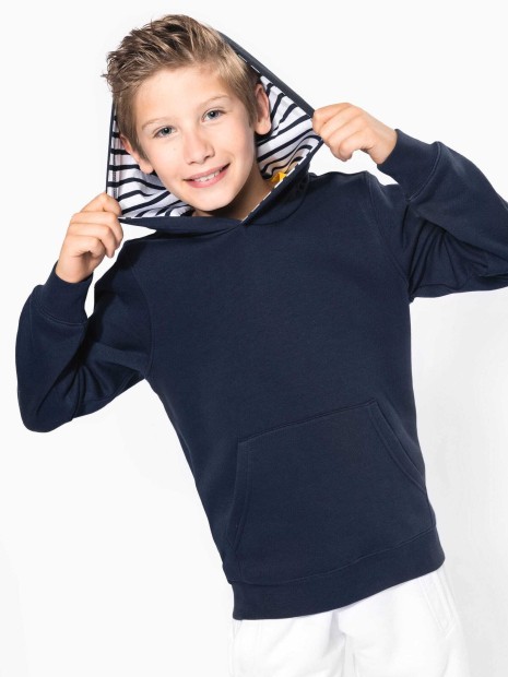 Sweat-shirts à personnaliser KARIBAN Sweat-shirt à capuche contrastée à motifs enfant unisexe 