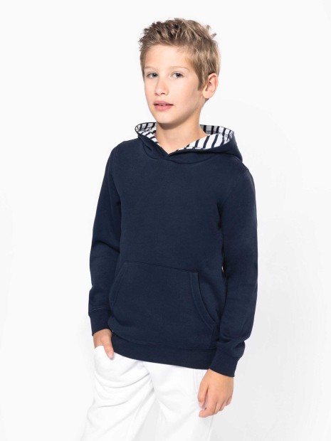 Sweat-shirts à personnaliser KARIBAN Sweat-shirt à capuche contrastée à motifs enfant unisexe 