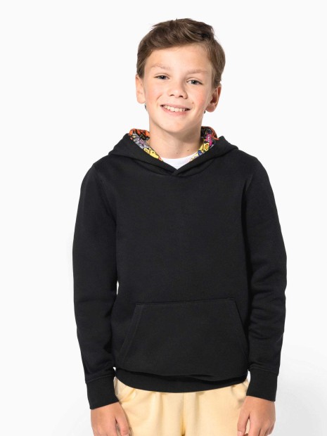 Sweat-shirts à personnaliser KARIBAN Sweat-shirt à capuche contrastée à motifs enfant unisexe 