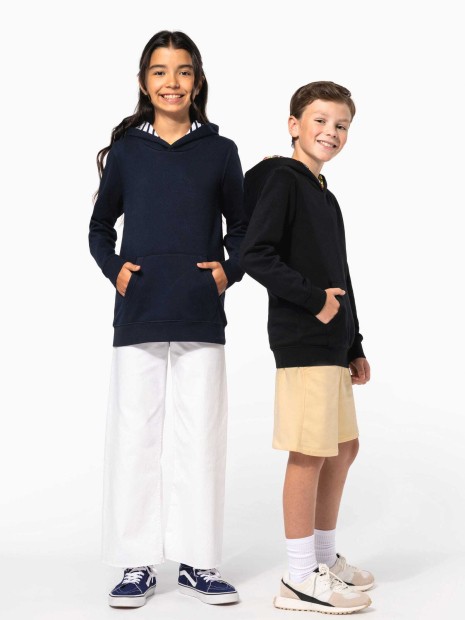 Sweat-shirts à personnaliser KARIBAN Sweat-shirt à capuche contrastée à motifs enfant unisexe 