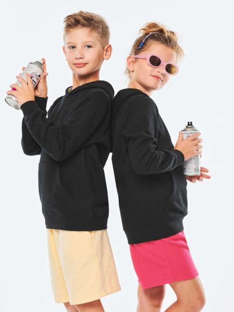 Sweat-shirts à personnaliser KARIBAN Sweat-shirt à capuche contrastée à motifs enfant unisexe 