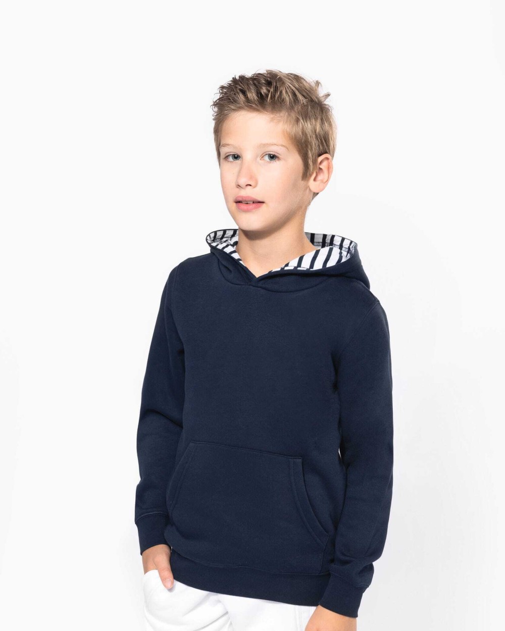 Sweat-shirts personnalisable KARIBAN Sweat-shirt à capuche contrastée à motifs enfant unisexe