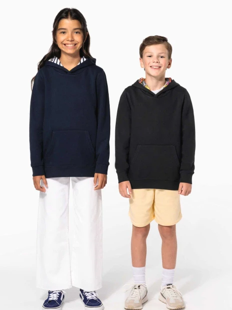 Sweat-shirts à personnaliser KARIBAN Sweat-shirt à capuche contrastée à motifs enfant unisexe 