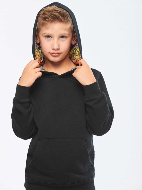 Sweat-shirts à personnaliser KARIBAN Sweat-shirt à capuche contrastée à motifs enfant unisexe 