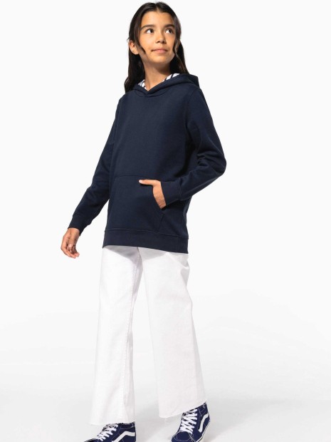 Sweat-shirts à personnaliser KARIBAN Sweat-shirt à capuche contrastée à motifs enfant unisexe 
