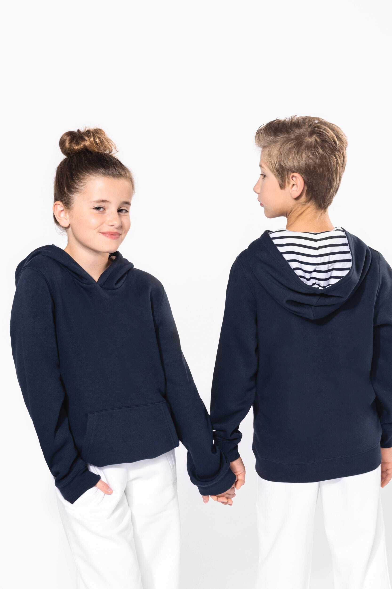 Sweat-shirts personnalisable KARIBAN Sweat-shirt à capuche contrastée à motifs enfant unisexe
