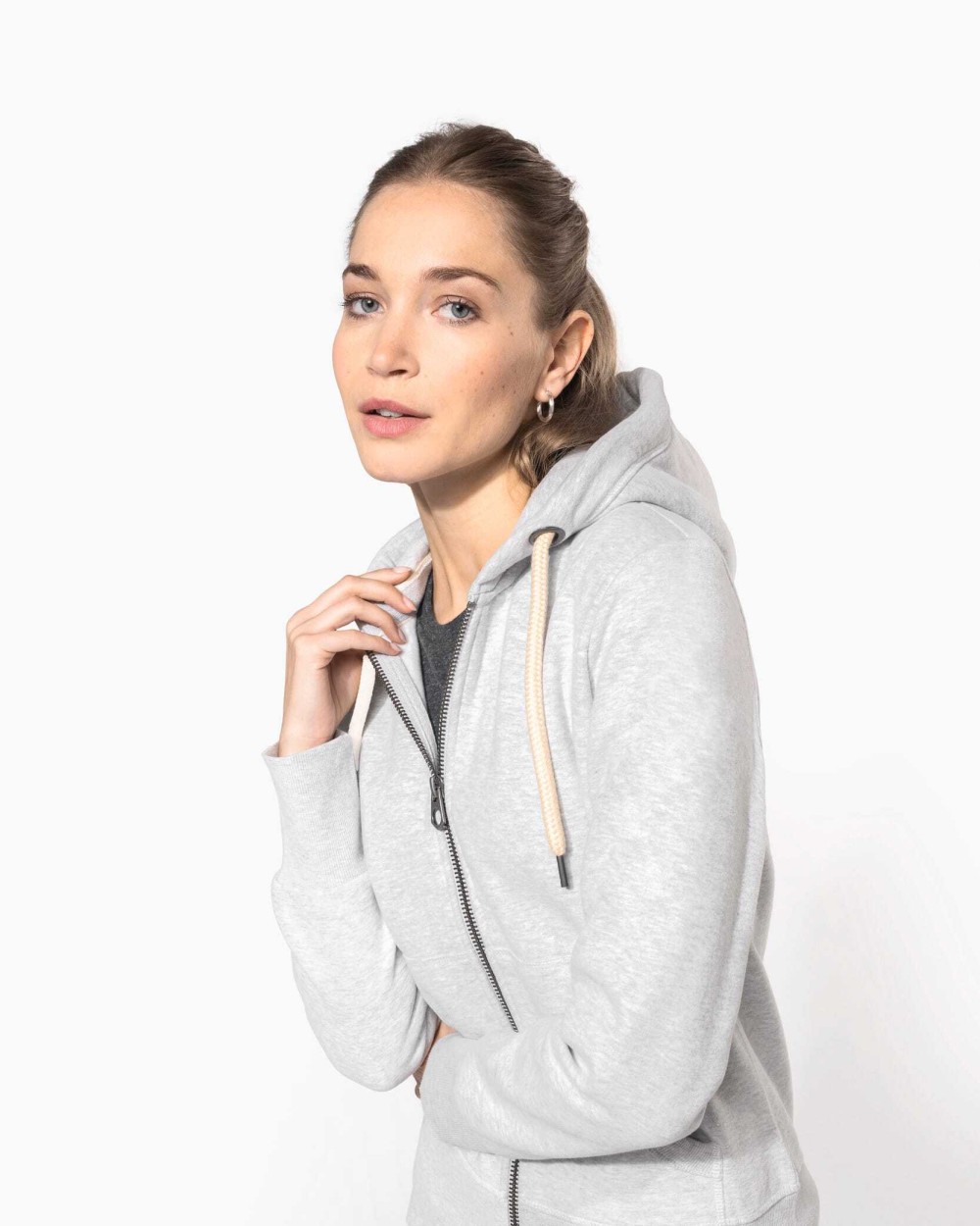 Sweaters & hoodies KARIBAN Vintage damessweater met rits en capuchon voor bedrukking &amp; borduring