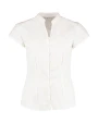 Chemises personnalisable KUSTOM KIT Women's Tailored Fit Mandarin Collar Blouse SSL