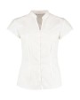 Chemises personnalisable KUSTOM KIT Women's Tailored Fit Mandarin Collar Blouse SSL