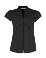 KUSTOM KIT Women's Tailored Fit Mandarin Collar Blouse SSL Hemden personalisierbar