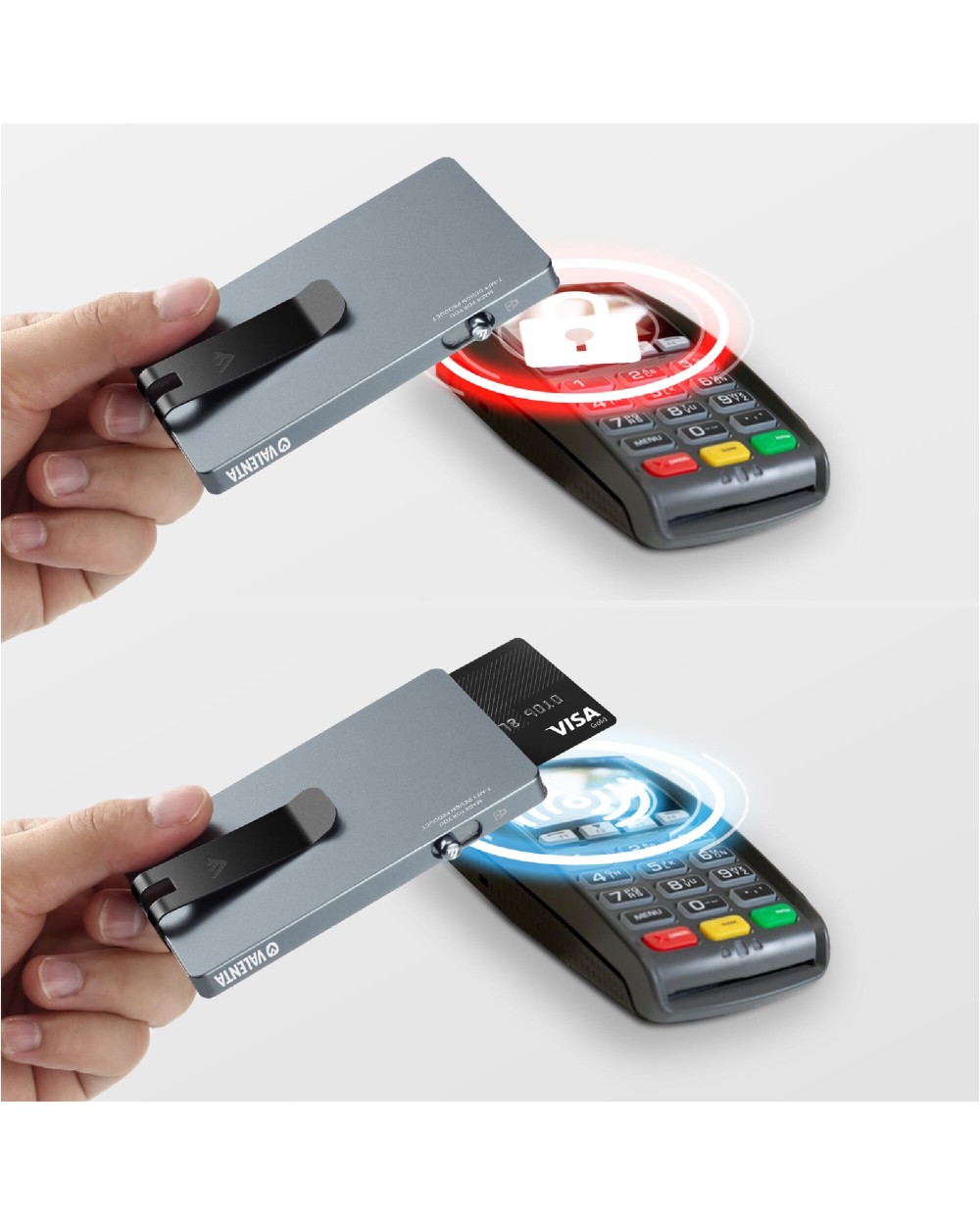 Sacs & Bagagerie personnalisable VALENTA 587518 Valenta Cardprotector Aluminium Magsafe with money clip