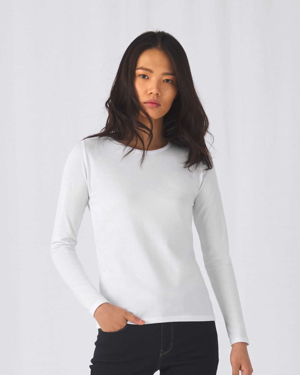 B&C Damen-Langarmshirt #E190 T-Shirts personalisierbar