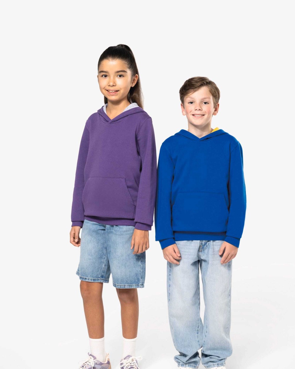 KARIBAN Kinder Kapuzenshirt Bicolor Sweatshirts personalisierbar