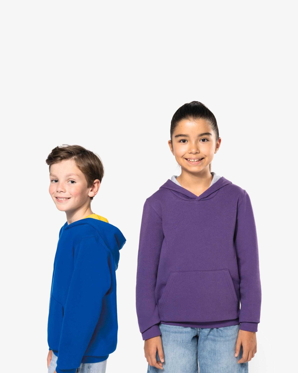 Sweaters & hoodies KARIBAN Kinder Sweater met gecontrasteerde capuchon voor bedrukking &amp; borduring