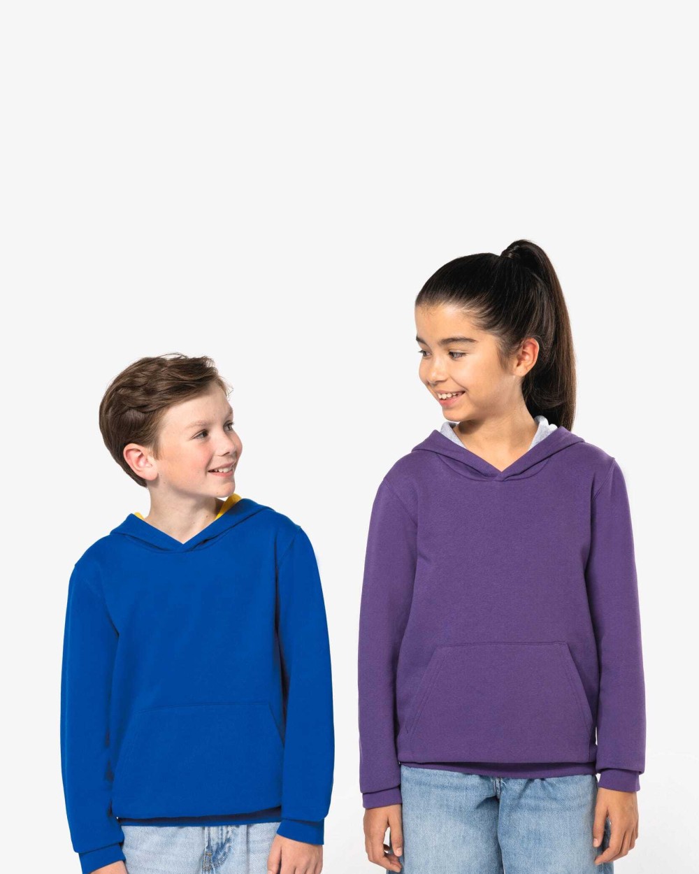 KARIBAN Kinder Kapuzenshirt Bicolor Sweatshirts personalisierbar