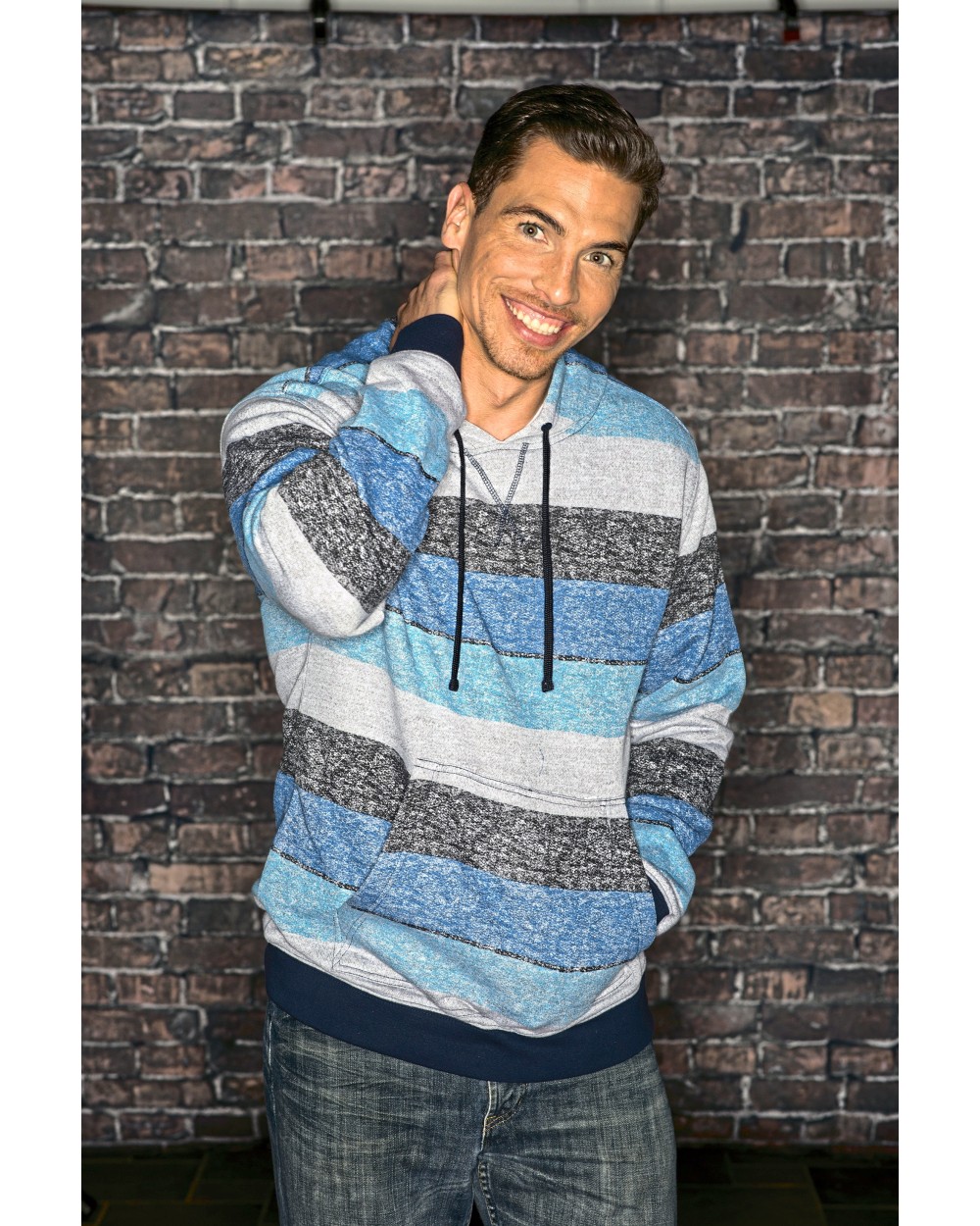 BURNSIDE Printed Striped Marl Pullover Sweatshirts personalisierbar