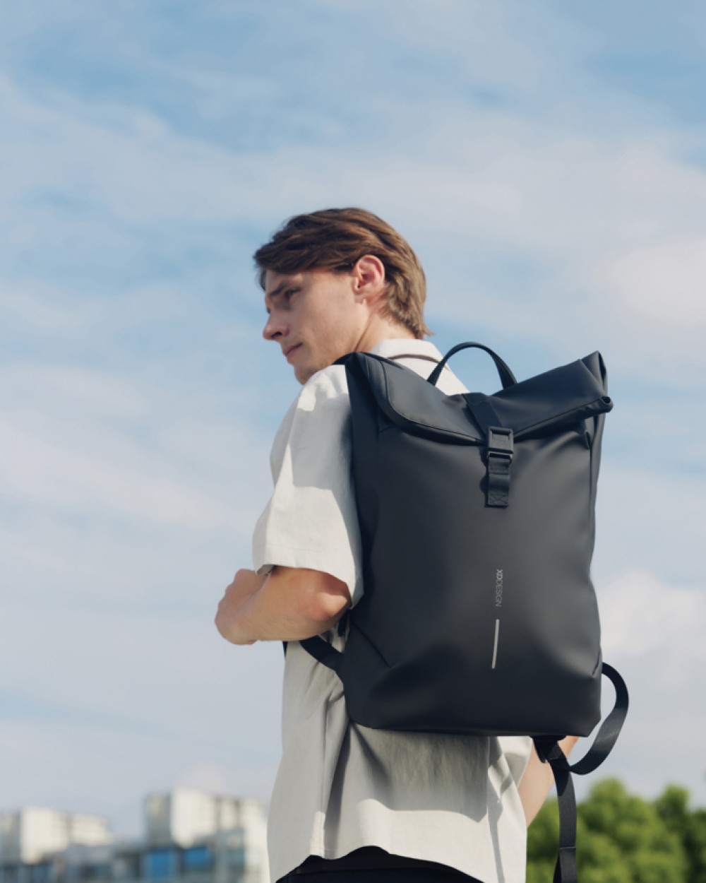 4DO Urban wasserabweisender Flap-Top Rucksack Taschen personalisierbar