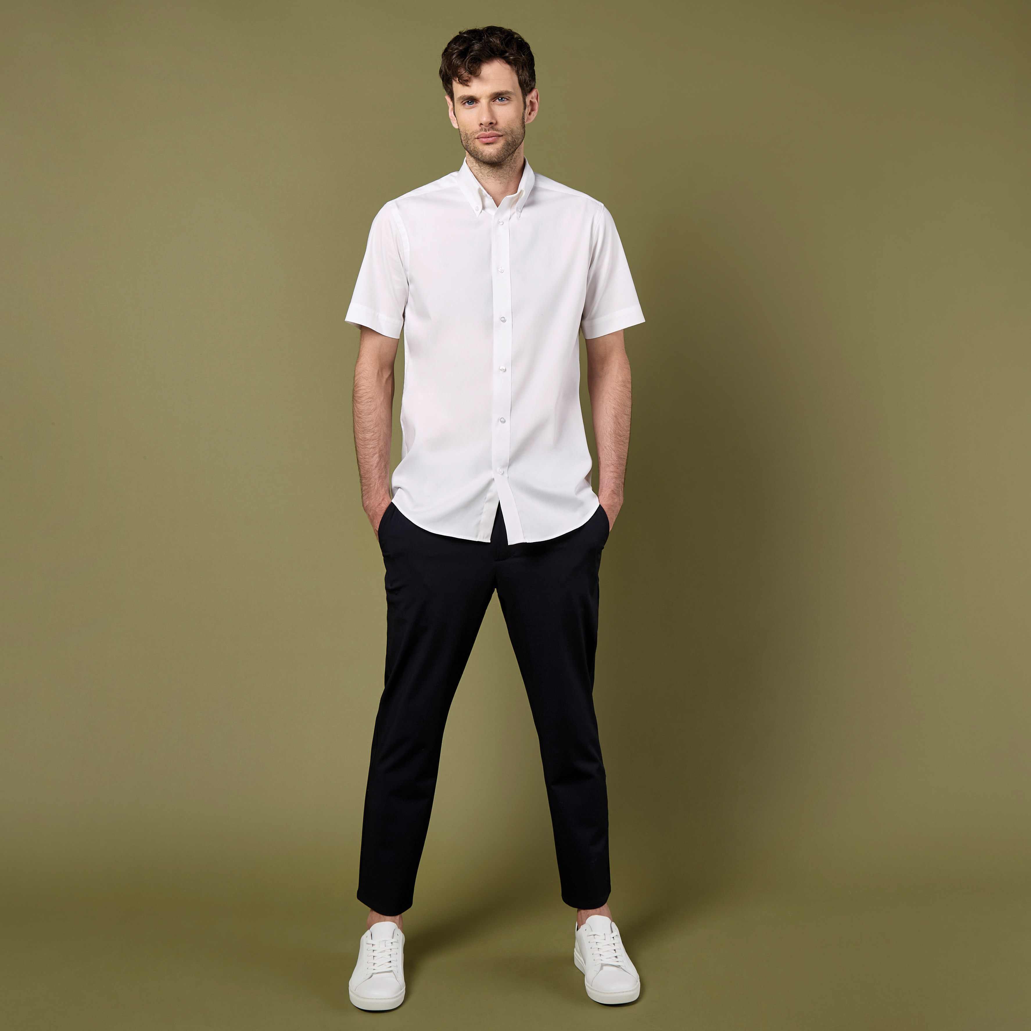 KUSTOM KIT Tailored Fit Premium Oxford Shirt SSL Hemden personalisierbar