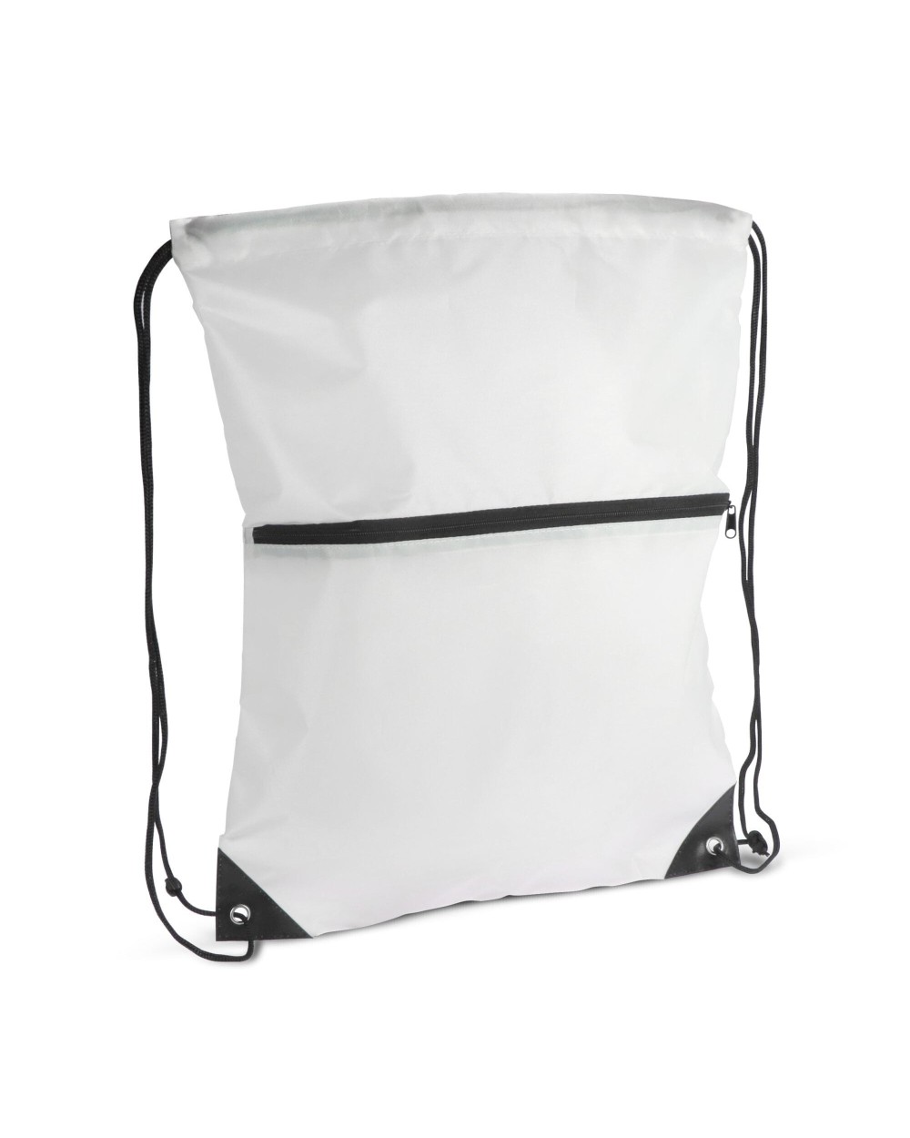 4DO Kordelzugtasche 210T R-PET mit Reißverschluss Taschen personalisierbar