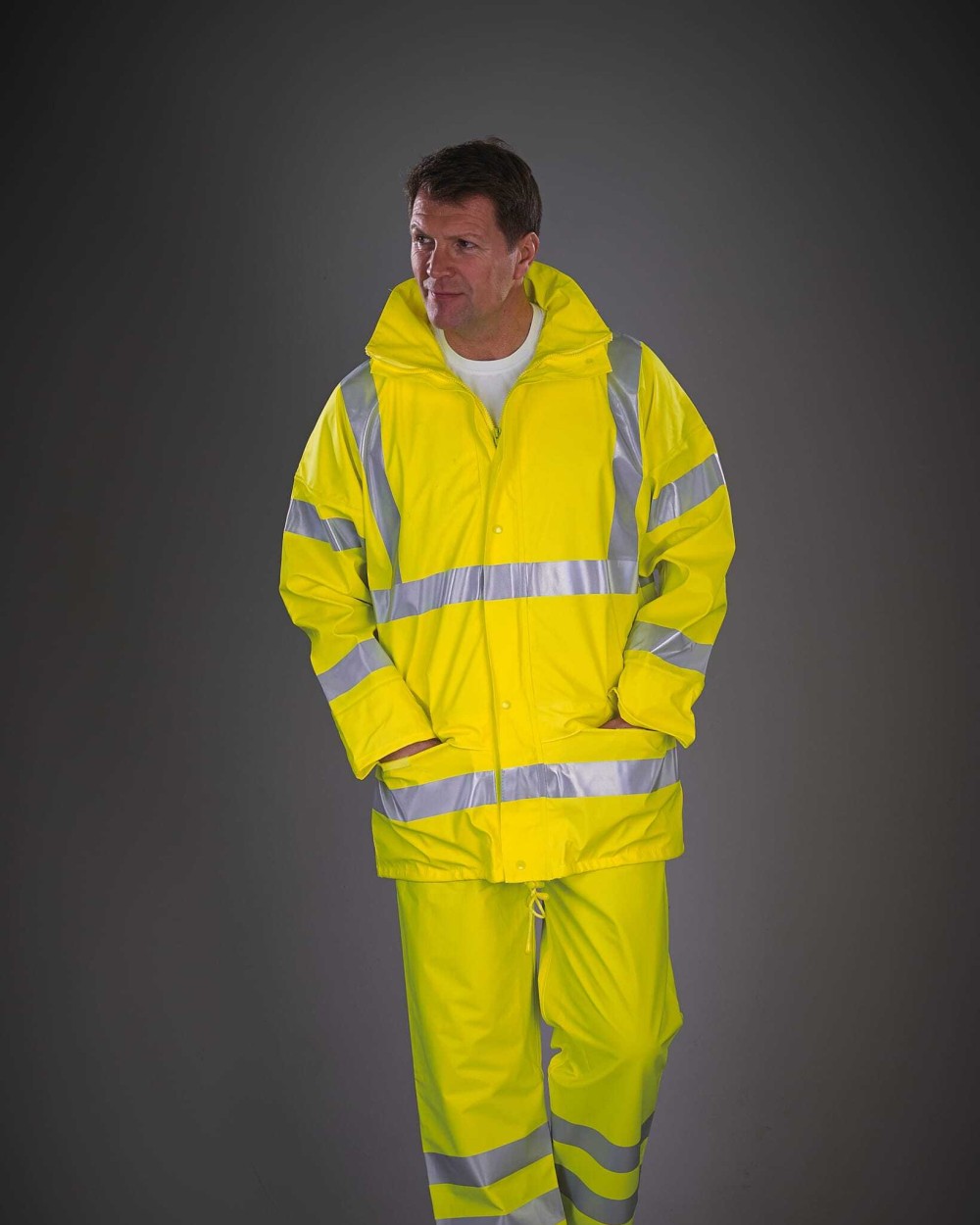 YOKO Atmungsaktive Hi-Vis Soft Flex Regenjacke Jacken personalisierbar