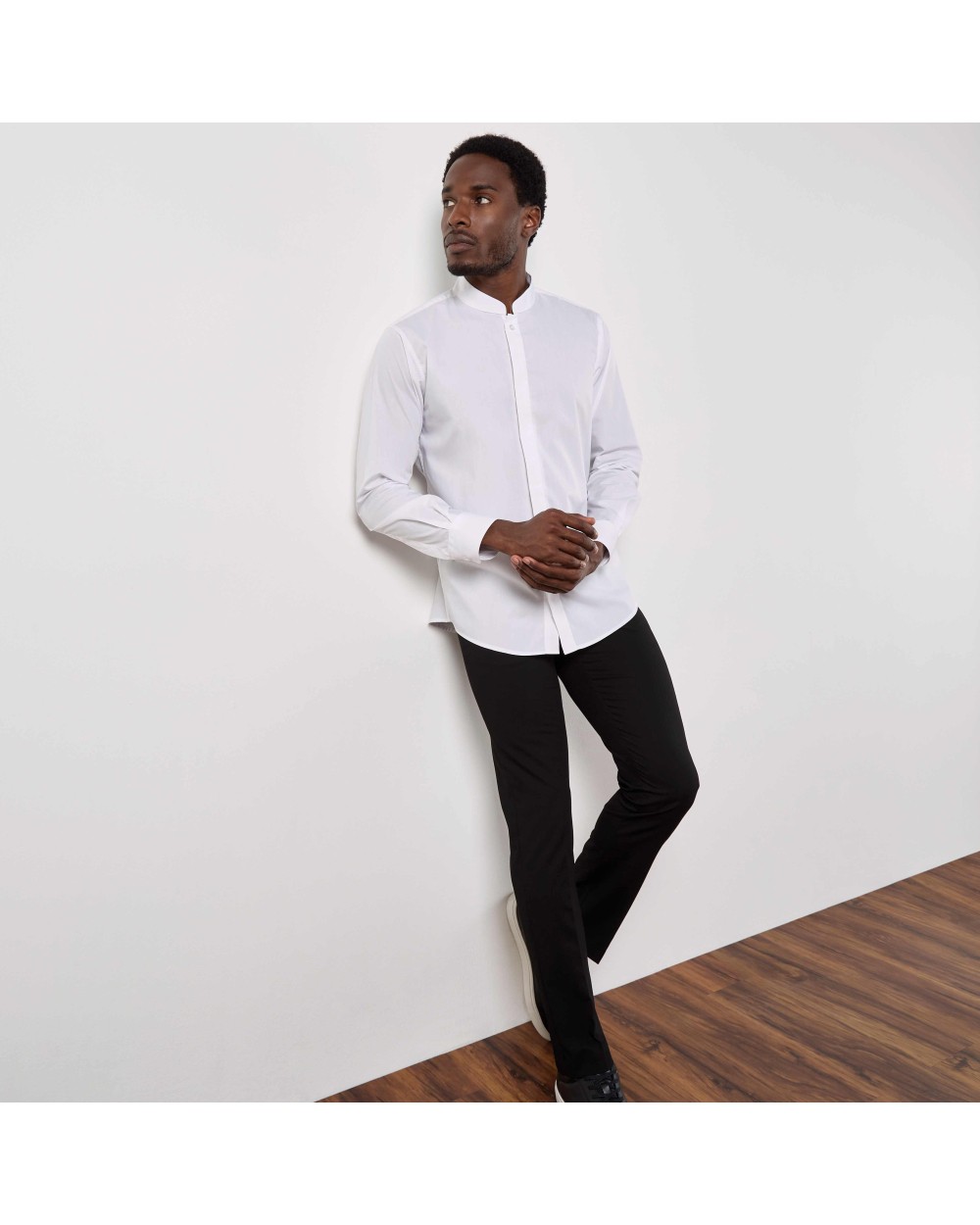 Hemden KUSTOM KIT Mandarin collar shirt long-sleeved (tailored fit) voor bedrukking &amp; borduring