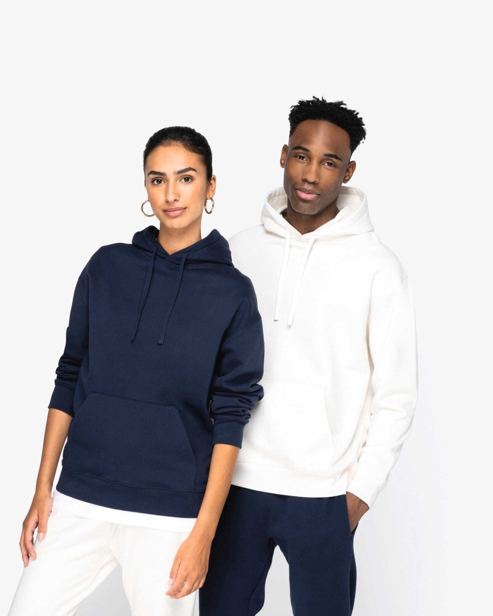 Sweaters & hoodies NATIVE SPIRIT Ecologische uniseks sweater met capuchon en verlaagde schouders in geborsteld fleece voor bedrukking &amp; borduring