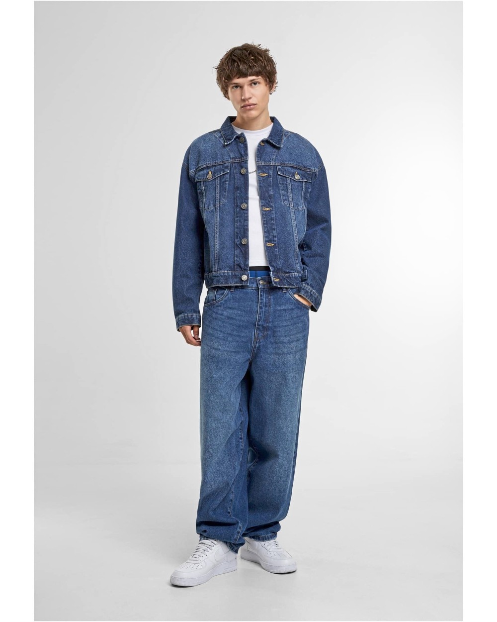 BUILD YOUR BRAND Heavy Ounce Boxy Denim Jacket Jacken personalisierbar